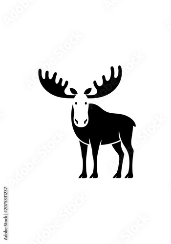 Stylized black moose silhouette with large antlers