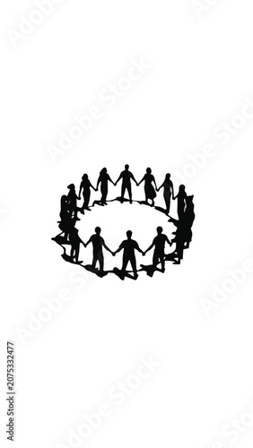 Diverse Group of People Holding Hands in Circle.