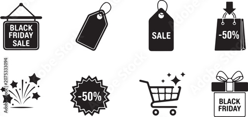 Vector Icon Bundle: Black Friday Sale, Cinema, Microphones & Web UI