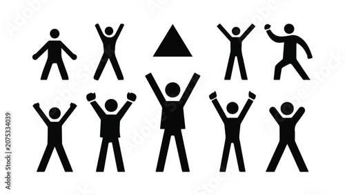 Diverse Human Stick Figures Expressing Emotions and Actions.