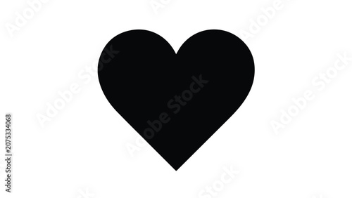 Simple Black Heart Icon Symbol for Love and Emotions.