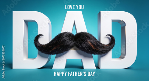 Modern 3d dad lettering banner for fathers day celebration on abstract blue backdrop
