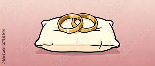 Gold Wedding Rings on a Pillow