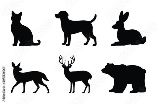 Photography Collection of wild and domestic animal silhouettes with silhouette, wildlife