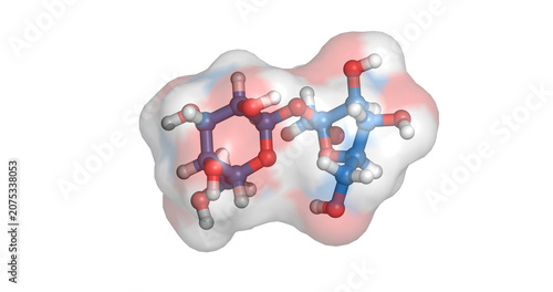 Valokuva Table sugar/ sucrose [glucose + fructose] disaccharide, 3D molecule 4K