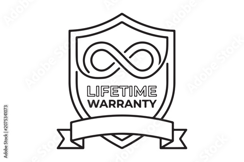 Lifetime warranty shield badge with ribbon lifetime warranty infinity