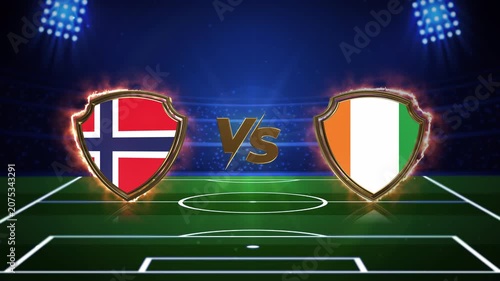 The latest transparent background of the screen and stadium of the Norway VS Ivory Coast football match. You can easily use it as a sports opener and transition in live broadcast TV, video editing.