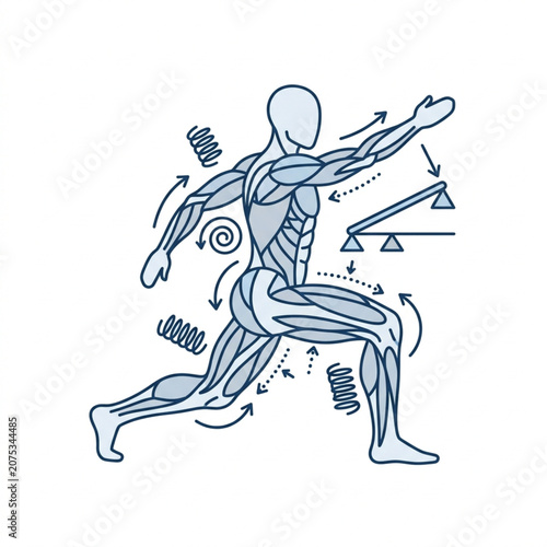 Canvastavla Human Anatomy Muscles Movement and Biomechanics Illustration.