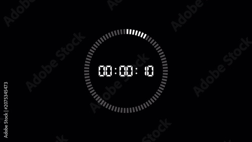 2 minutes countdown 4k animation from 120 seconds to 0 seconds with alpha channel, two minute countdown timer on transparent background, 2 minute digital timer  video in  hours, minutes, seconds