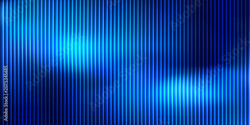 Abstract Futuristic Blue Gradient Background with Reeded Glass Pattern, Iridescent Neon Glow, Wavy Fractal Window Effect, Ribbed Texture and Soft Light Reflection