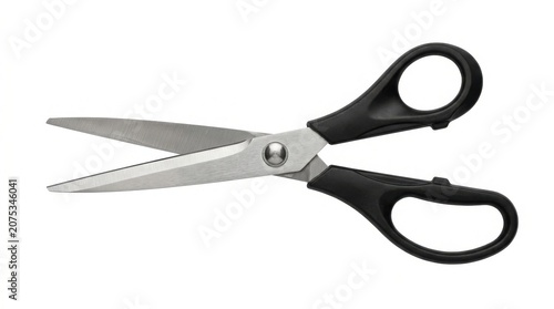 Scissors, black handled, sharp metal, office supplies, cutting tools
