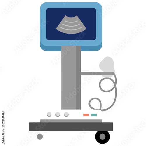 Flat vector illustration of an ultrasound machine