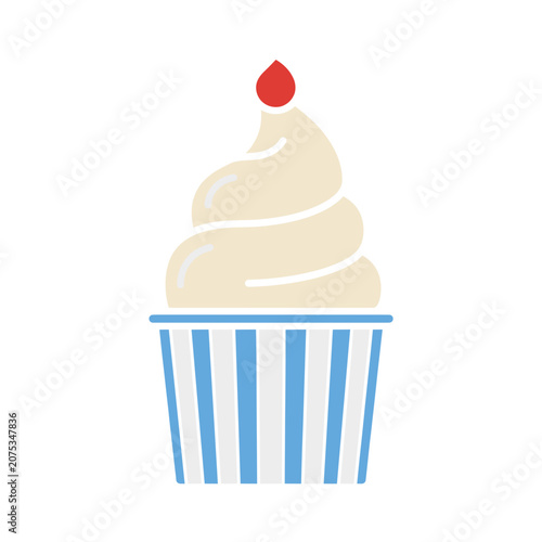 Soft Serve Ice Cream in Waffle Cup with Cherry
