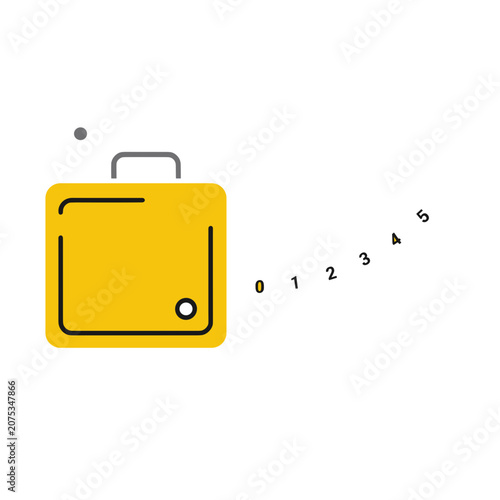 Yellow briefcase flat vector icon