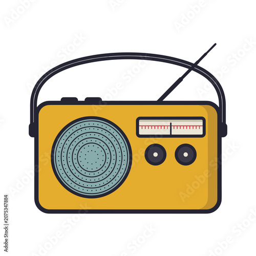Yellow portable radio vector illustration