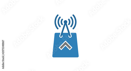 Minimalist flat design wireless signal tower icon for Cyber Monday ecommerce sales and digital connectivity concept