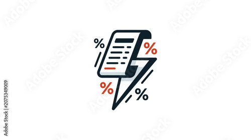 Minimalist Flat Shopping Receipt Icon for Black Friday Sale Event with Folded Paper Design in Monochrome Style