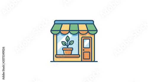 Minimalist Flat Storefront Icon for Small Business Saturday Supporting Local Shops with Clean 2D Logo Design