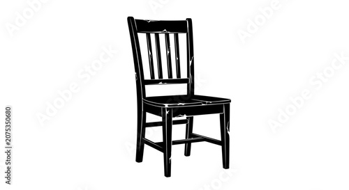 Classic black wooden dining room chair isolated on white background.