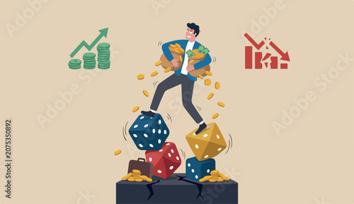 Bild auf Leinwand Investment risk, stock trader, gambling, uncertainty, possibility losing money m