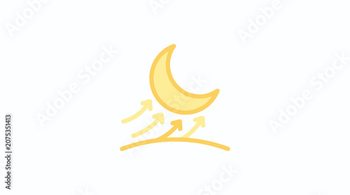 Crescent moon with wind blowing illustration on white background