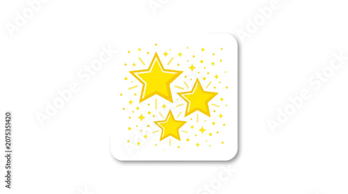 Sparkling Golden Stars Icon with Glitter Effect on White Background