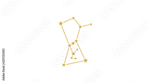 Golden Orion Constellation Star Map on White Background