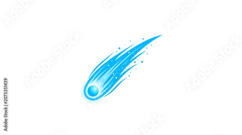 Blue Comet Streaking Across White Background