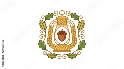 Minimalist Flat Thanksgiving Family Gratitude Logo Icon with Wheat Sheaf Forming Letter H White Canvas
