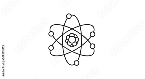 Foto Atomic model with nucleus and orbiting electrons