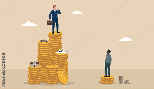 Bilde på lerret Economic inequality unfairness income, different money people being paid concept
