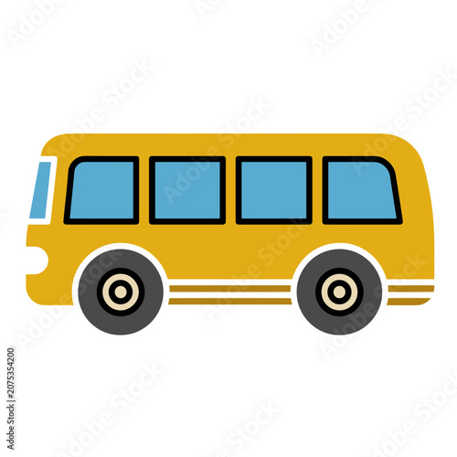 Yellow school bus flat vector illustration