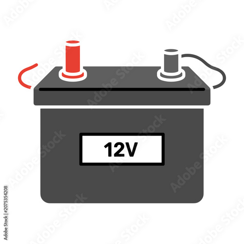 12V Car Battery Vector Icon