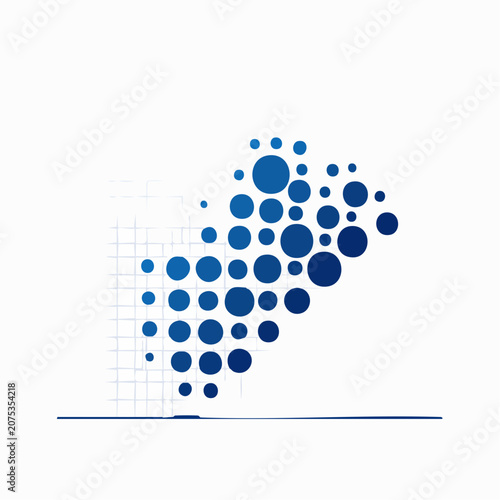 Abstract Blue Circles and Grid Pattern