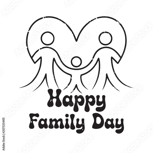 Happy Family Day Heart Line Art T-Shirt Design – Minimalist Family Love Vector Graphic