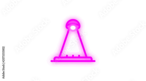 Neon pink chess pawn icon glowing on white background, abstract digital art