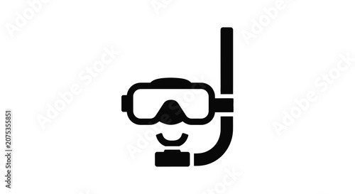 Tablou pe pânză Snorkel Mask And Snorkel Silhouette On A White Background