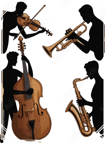Elegant Art Deco Music Ensemble Poster