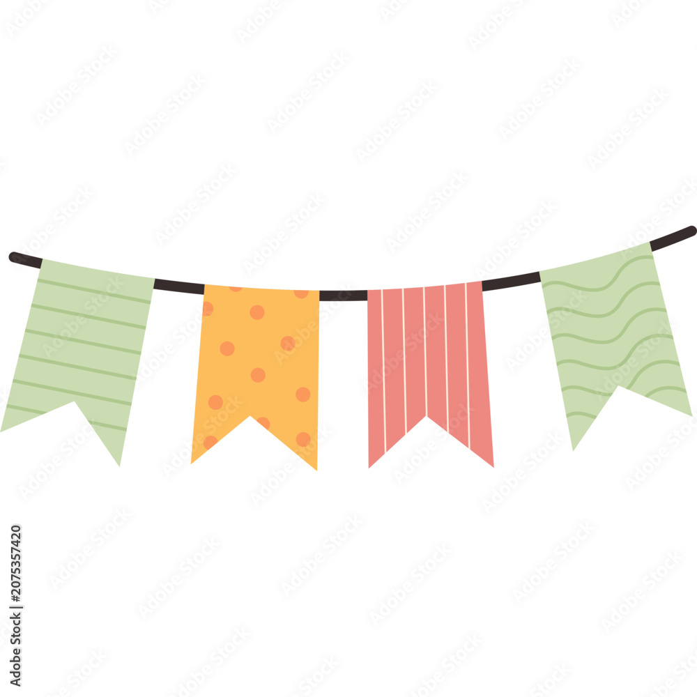 Obraz premium Festive bunting flag garland, vector flat illustration of party celebration banner for party celebration design