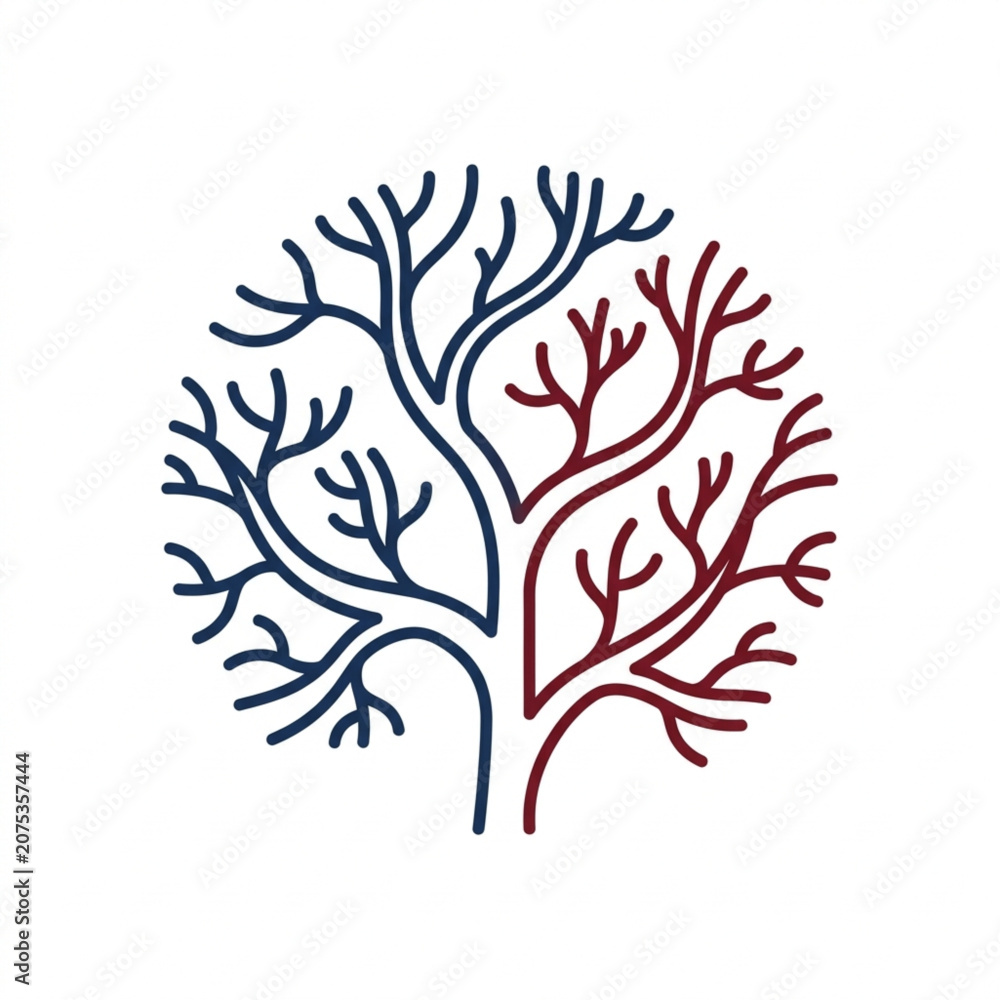 Obraz premium Abstract Tree Branches Symbolizing Growth and Division.