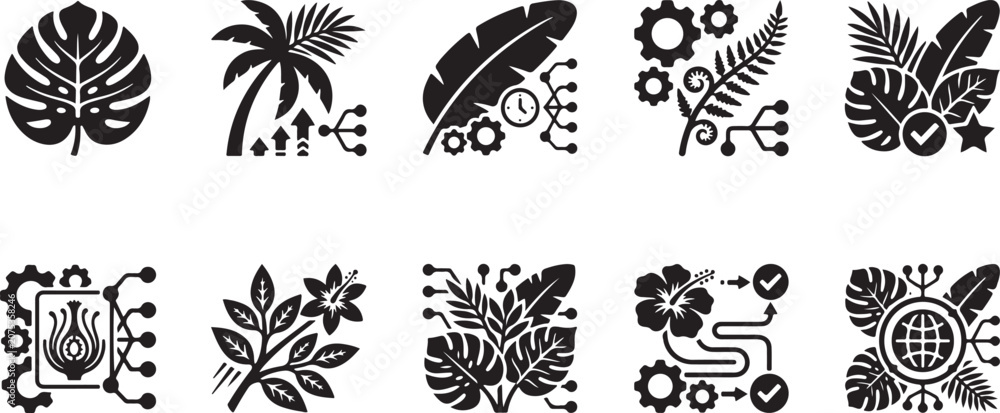 Obraz premium Outdoor Camping and Picnic Technology Solid Glyph Icon Set Vector
