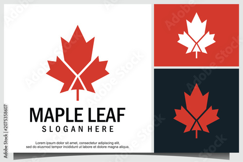 Photography leaf maple logo design vector