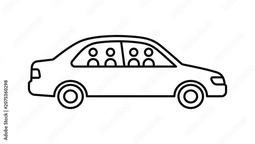 Obraz premium Minimalist line art illustration of a passenger car icon.