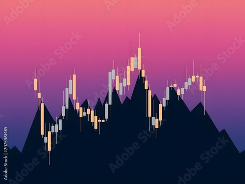 Glowing Stock Market Chart Line on Bright Minimal Background