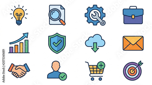 Collection of Business and Technology Icons.