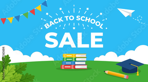 Fotografía Children's educational supplies on display for back to school sale outdoors