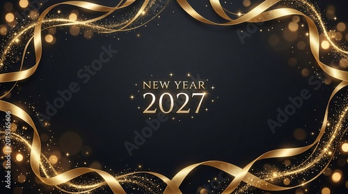 Gold Charcoal Background with Ribbons for Luxury Branding