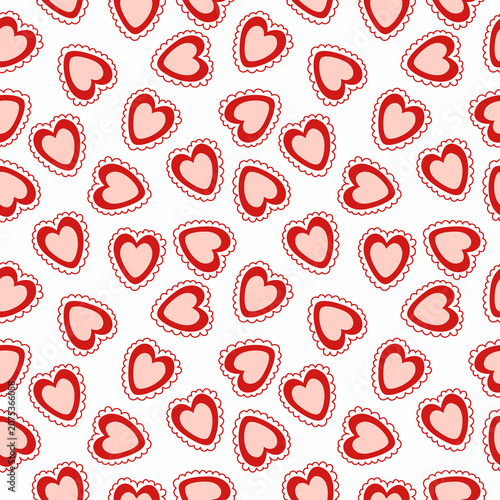 Cute red heart seamless pattern with delicate dotted lace borders vector Valentine background