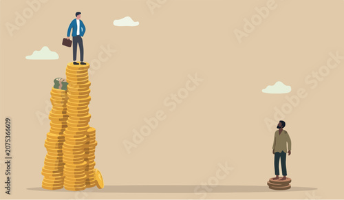 Tableau sur toile Economic inequality gap unfairness income, different money people being paid con