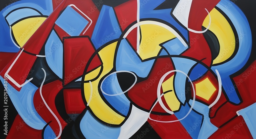 Fototapeta premium Vibrant abstract artwork with swirling shapes and colors